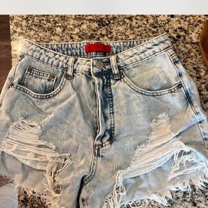 Distressed Denim Shorts